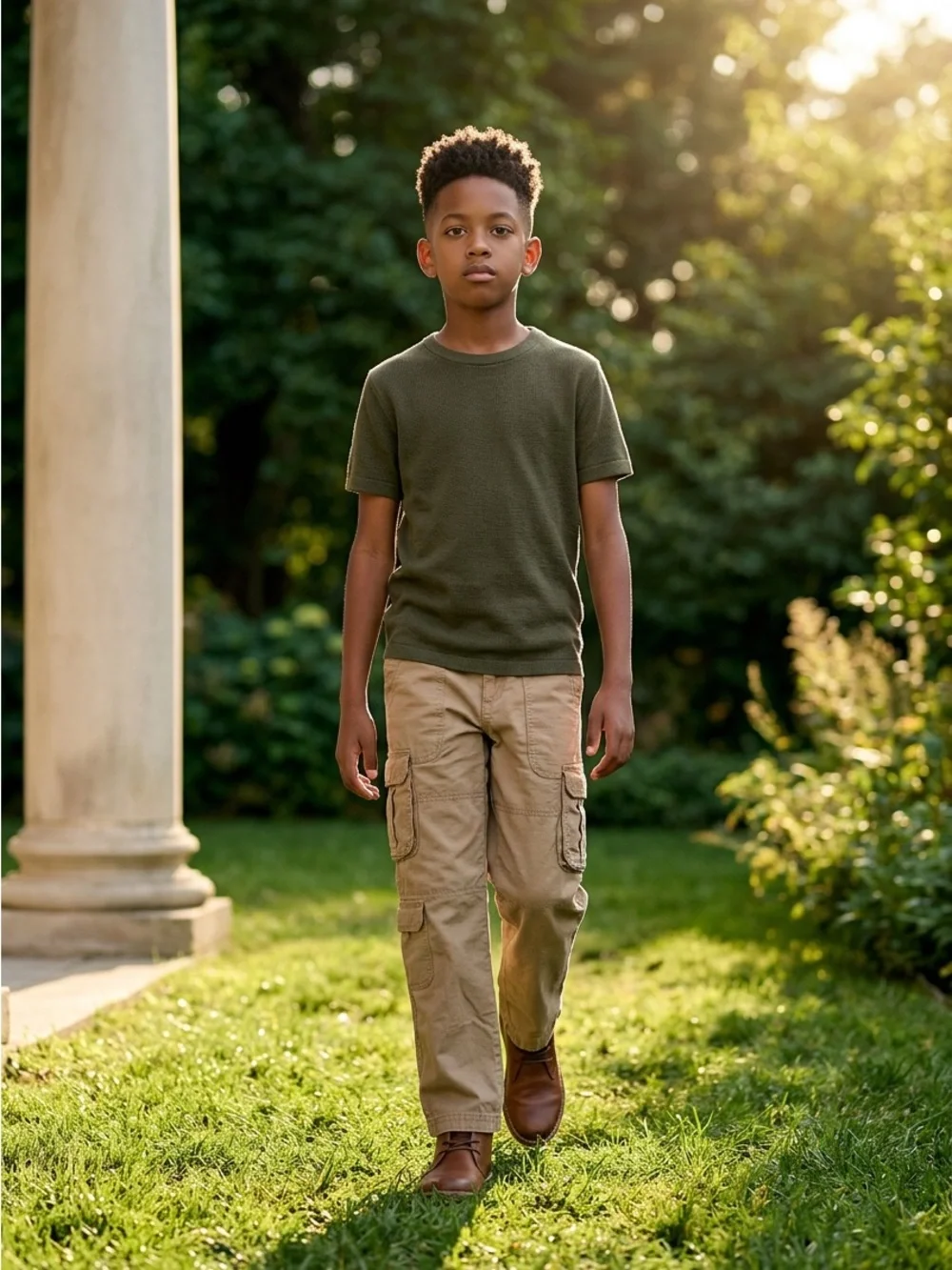 Old Navy Boys Baggy Size 7 Cargo Pants Adjustable Waist Tan Casual School
